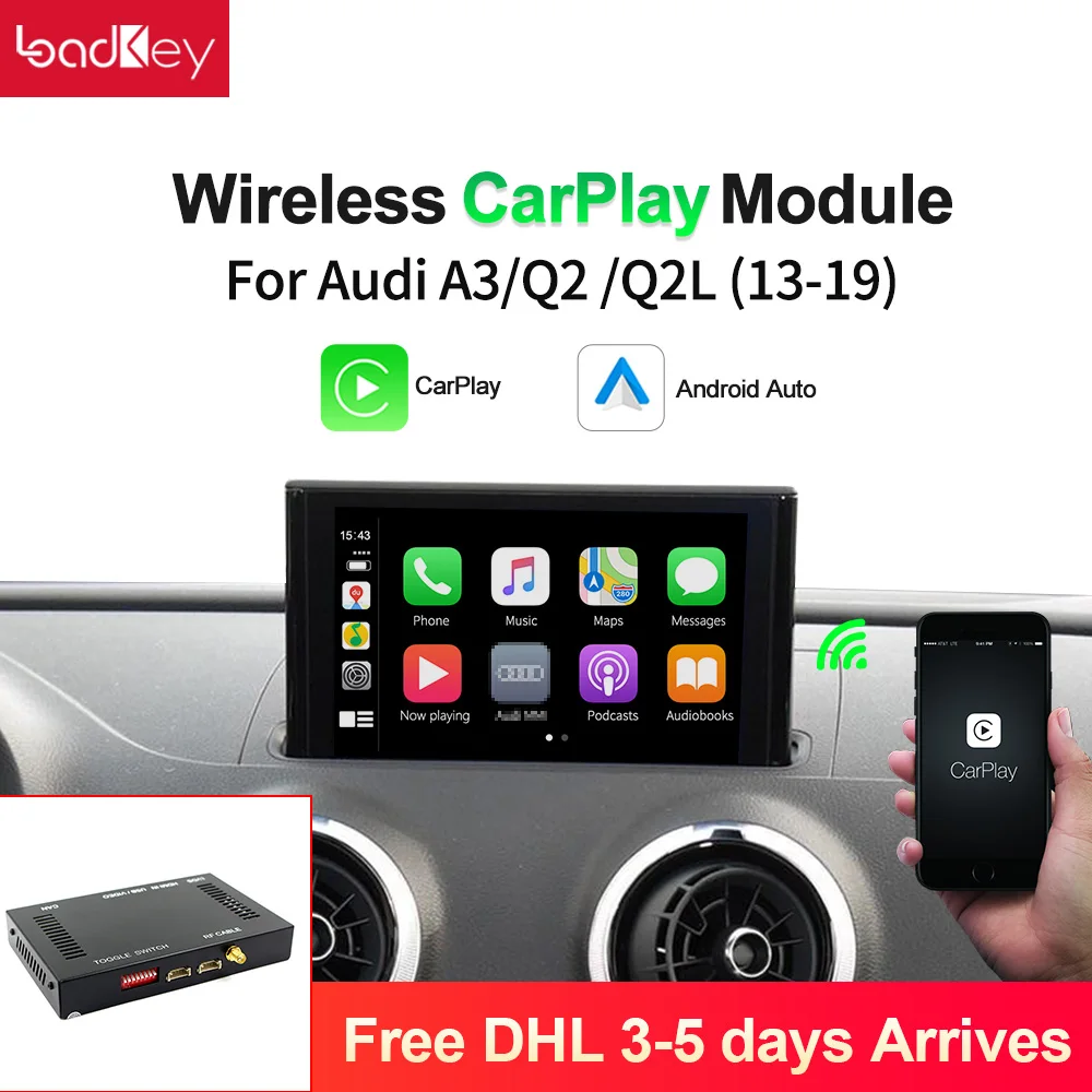 

LoadKey Wireless Carplay For Audi Decoder A3 Q2L S3 Q2 B9 for 2013 -2019 5.8inch 7inch Screen Android Auto Map Mirrorlink IOS 14