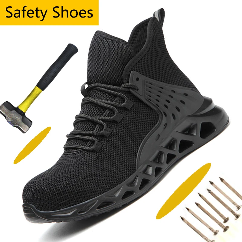 Zapato ligero punta acero hombre, calzado de seguridad Industrial, zapatos de trabajo transpirables, zapatillas con amortiguación para senderismo|Botas de seguridad y de trabajo| - AliExpress