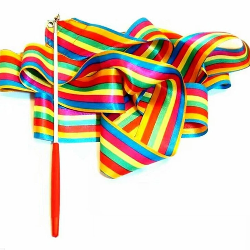 

4M Colorful Gym Ribbons Dance Training Ribbon Ballet Streamer Twirling Rod Stick Rhythmic Art Gymnastic