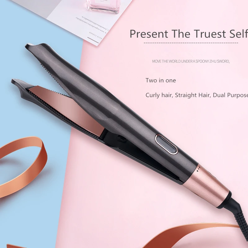 

NEW Hot Selling Professional Electric Curling Iron Hair Curler 2 in 1 Hair Straightener Flat Irons Ceramic Styling Tools G0727