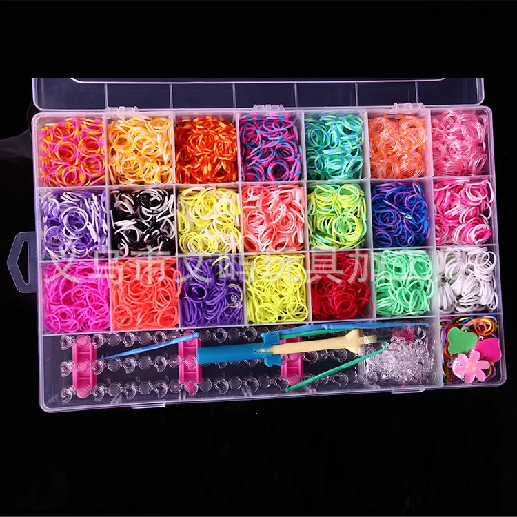 

New Style Rainbow Handmade Knit Device DIY Color Rubber Band Educational CHILDREN'S Toy Weaving Bracelet Box Set