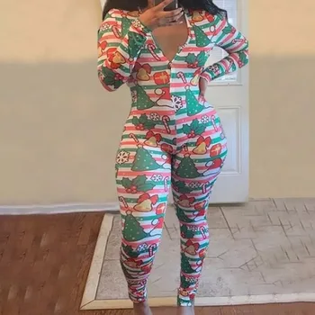

Lip Print Sexy Onesie For Adult Cartoon Pajamas Onesie Pyjamas Women Sleepwear Long Jumpsuit Christmas Party Wear