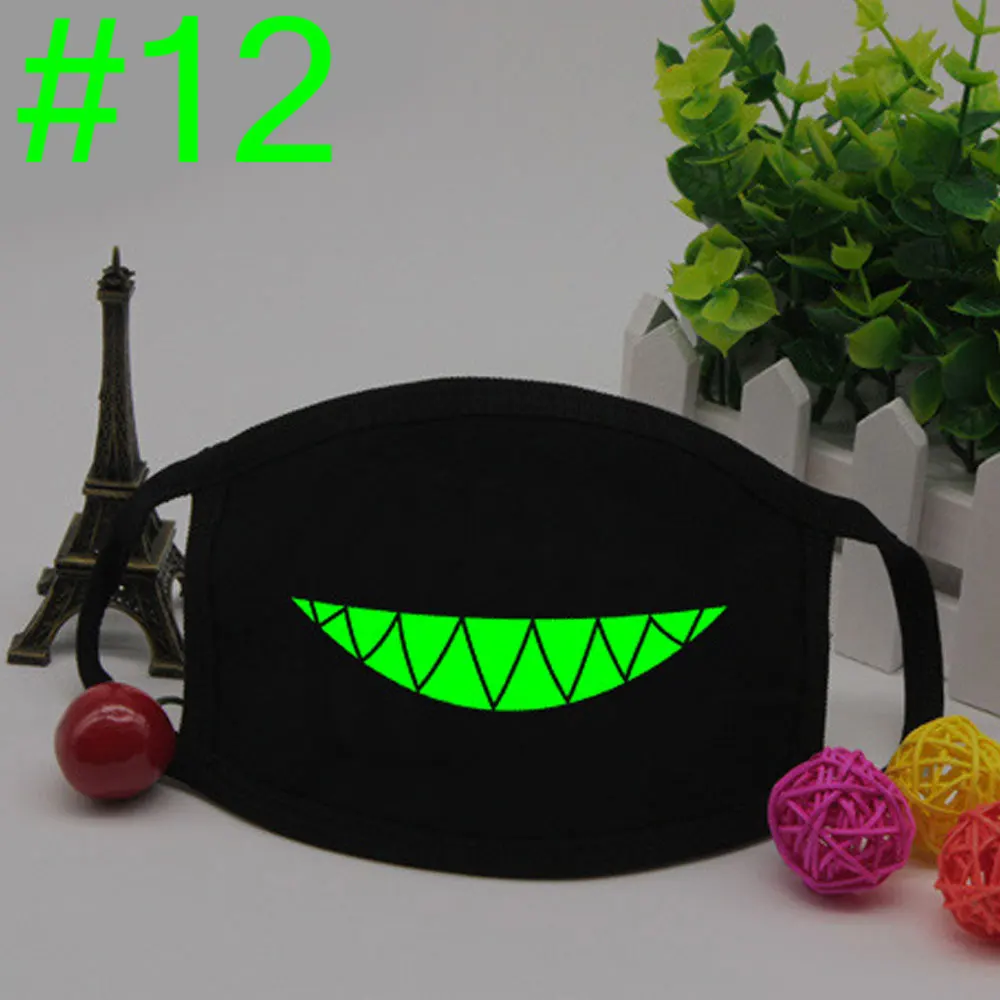 12 L. Mirror 1 шт. светящаяся хлопковая унисекс противопылевая черная маска для рта с светящимися зелеными зубами вампира для мужчин, женщин и мальчиков - Цвет: 12