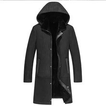Новая Дизайнерская мужская натуральная шерсть зимняя куртка с отделкой из меха длинное пальто куртки мужские теплые тонкие офисные кашемировые пальто