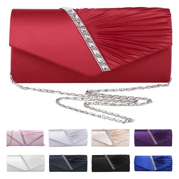 

Ladies Diamond Ruffle Party Prom Bridal Evening Envelope Clutch Bag, LY6682 red
