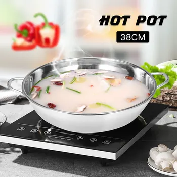 

38cm Stainless Steel Thicken Double Ear Soup Cooker Hot Pot Multifunction Cookware Home Kitchen Gas Induction Cooker