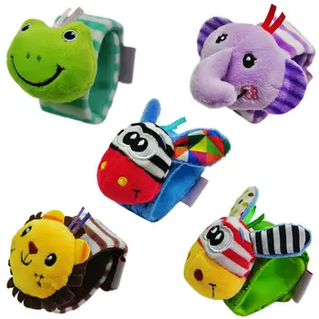 

Baby Wrist Strap Ankle Bell With Maternal Soft Supplies Rattle Toys Animal ML7P Cute Cartoon Soft Plush Toys For baby Sleeping