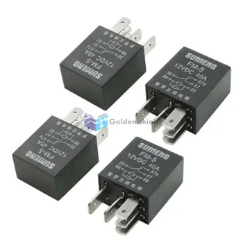 

4 PCS Voltage Vehicle Car Audio Alarm 5 Pin SPDT Black Relay 40A DC12V
