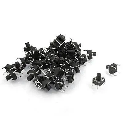

50 Pcs 6x6x7mm 4-Pin DIP Through Hole Momentary Tactile Push Button Switch