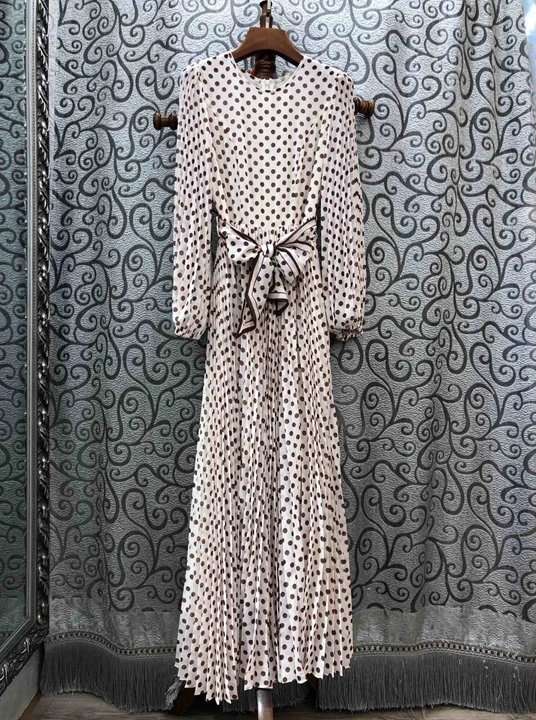 Гофрированное волнистое новое зимнее женское тонкое платье с ремешком на талии 1117