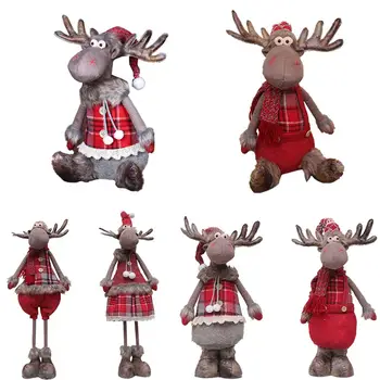 

New Year 2020 Cute Christmas Dolls Elk Shape Noel Christmas Tree Window Decoration For Home Xmas Navidad 2019 Kids Gift