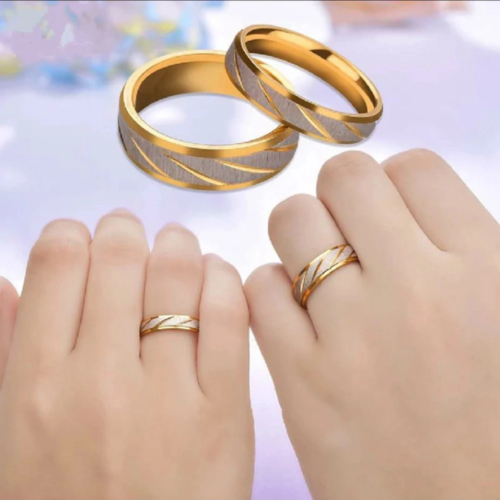 1Pcs Fashion Simple Exquisite Couple Rings Gold Engagement Wedding Ring Men  6mm women 4mm Simple Style Couple Ring Fashion Jewelry Accessories | Wish