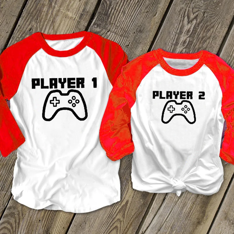 

Play Games Long Sleeve Tshirt Father and Me Clothes Family Look Gothic Streetwear Plus Size Dad and Baby Tee Casual