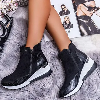 

Plus Warm Size Plush Winter Boots Chunky Sneakers Ankle Boots Women Shoes Woman Zipper Buckle Thick Sole Platform Zapatos Mujer