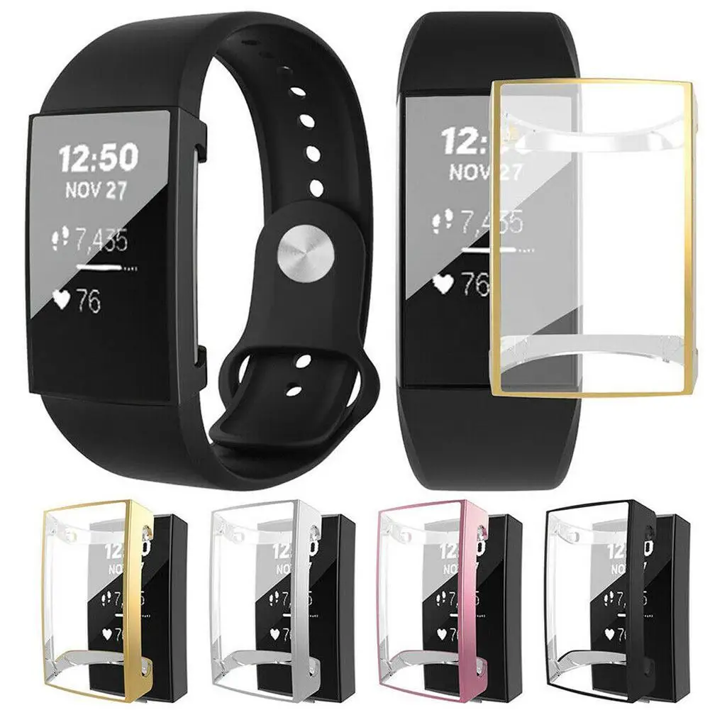 

New 5 colors Smart bracelet TPU Case Silicone Protective Clear Case Cover Shell for Fitbit Charge 3 Smart Watch Screen Protector