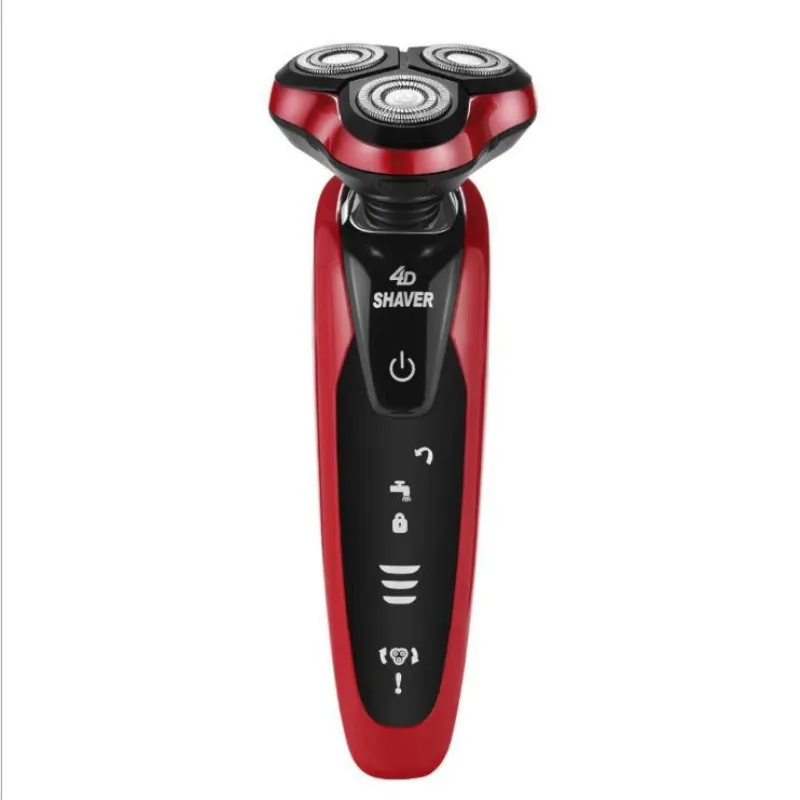Влажная сухая электробритва для лица электрическая бритва для мужчин Мужская бритвенная машина для бороды Вращающаяся головка USB перезаряжаемая Sarmocare - Цвет: red
