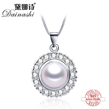

11-12mm Big Natural Freshwater Pearl Necklace Pendants For Women Fashion Shiny Zircon Silver 925 Fine Jewelry Necklaces Wedding