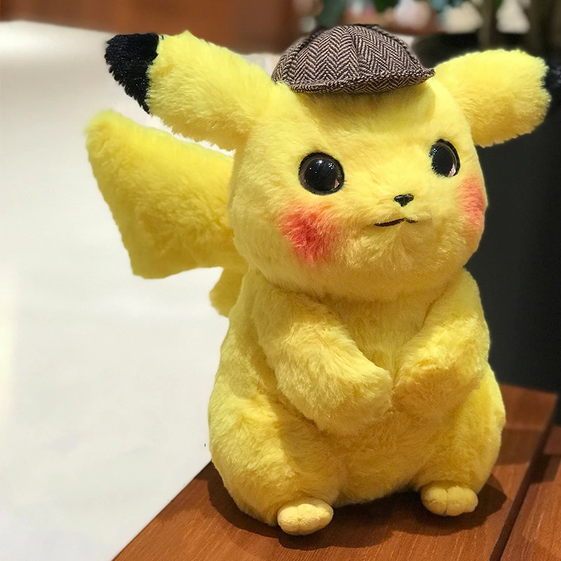 

28CM Genuine Pokemon Detective Pikachu Plush Toy Long Plush DOLL Peluche Pocket Monster Action Figure Anime Model Toy For Kids