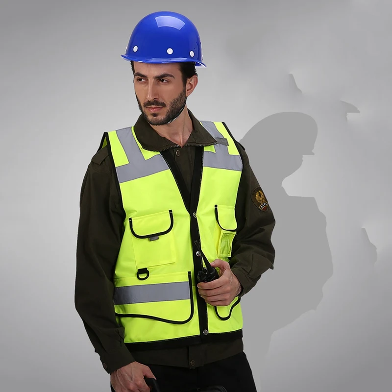 Светоотражающий жилет с карманами высокая видимость дышащее Защитное снаряжение конструкция предохранительный бак Топ