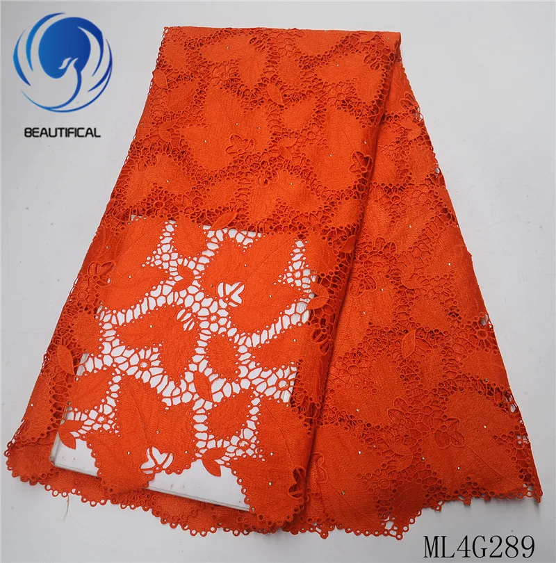 

BEAUTIFICAL nigerian lace fabrics red polyester guipure lace fabric New arrival water soluble lace nigerian fabric ML4G289
