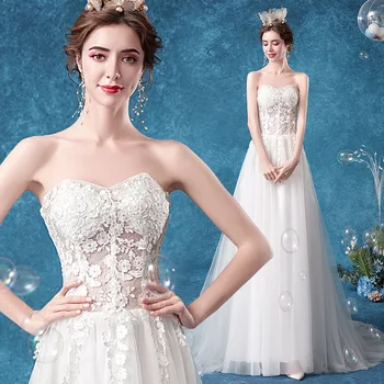 

2020 Sexy vestido de noiva White A Line Wedding Dresses Strapless Sweetheart Off The Shoulder Bridal Gowns