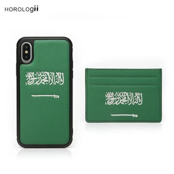 

Horologii monogram phone case for iphone 11 Pro Max case with card holder Saudi Arabia flag green color gift set dropship