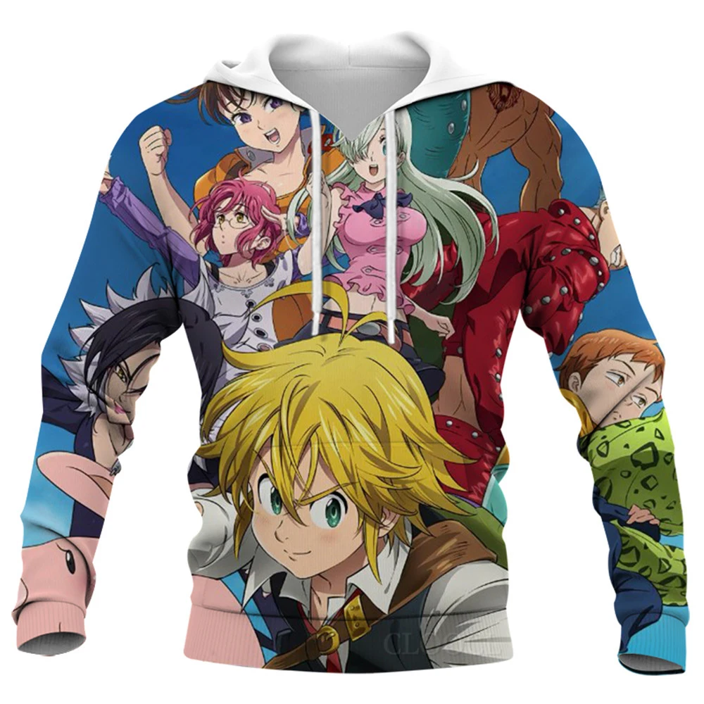 

HX Men Anime Hoodie Seven Deadly Sins 3D Printed Sweatshirts Creativity DIY Harajuku Hoodies Unisex Casual Streetwear