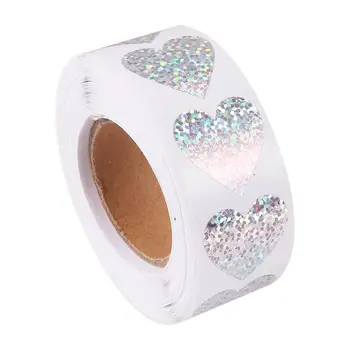 

1 Roll of 500PCS Heart Shape Sticker Self-adhesive Gift Labels Sticker Label Decals Creative Roll Label Sticker for Gift Party