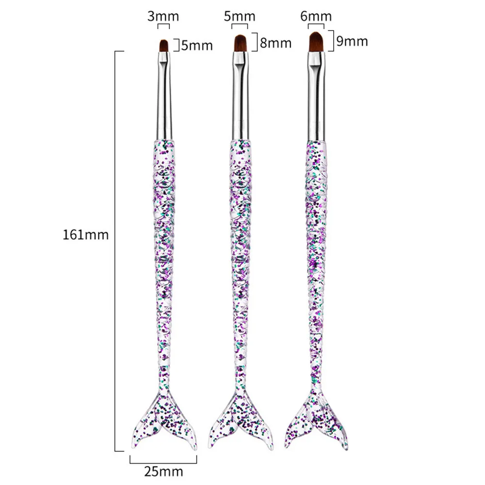 3Pcs Acrylic French Stripe Nail Art Liner Brush Set 3D Tips Manicure Ultra-thin Line Drawing Pen UV Gel Brushes Painting Tools
