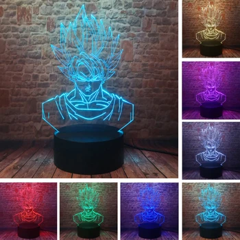 

Dragon Ball Super Saiyan God Goku Action Figures 3D Illusion Table Lamp 7 Color Changing Night Light for Boys Child Kids Baby