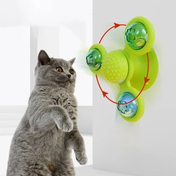 

Pet Toy Interactive Cat Puzzle Training Spinning Windmill Funny Cat Rod Molar Supplies Three Rounds Cat Windmill Cat Toy