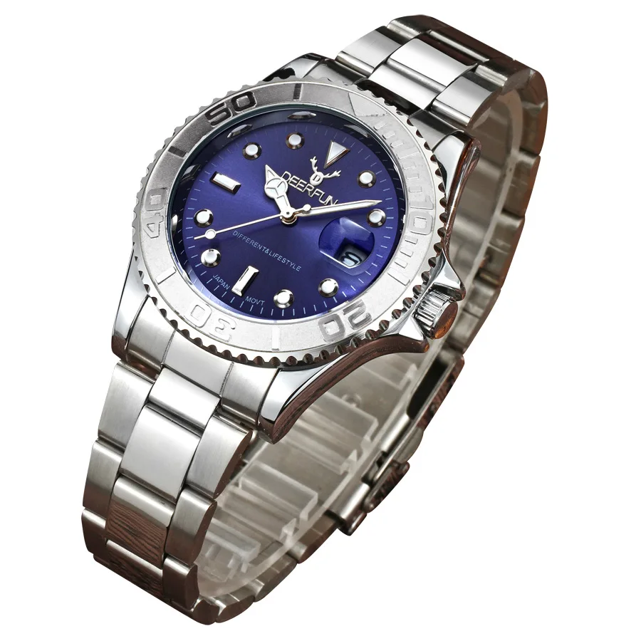 Швейцарские oyster perpetual Rolexable Япония MIYOTA Кварцевые часы yacht Kelpie мужские часы водонепроницаемые с календарем relogio masculino - Цвет: Розовый
