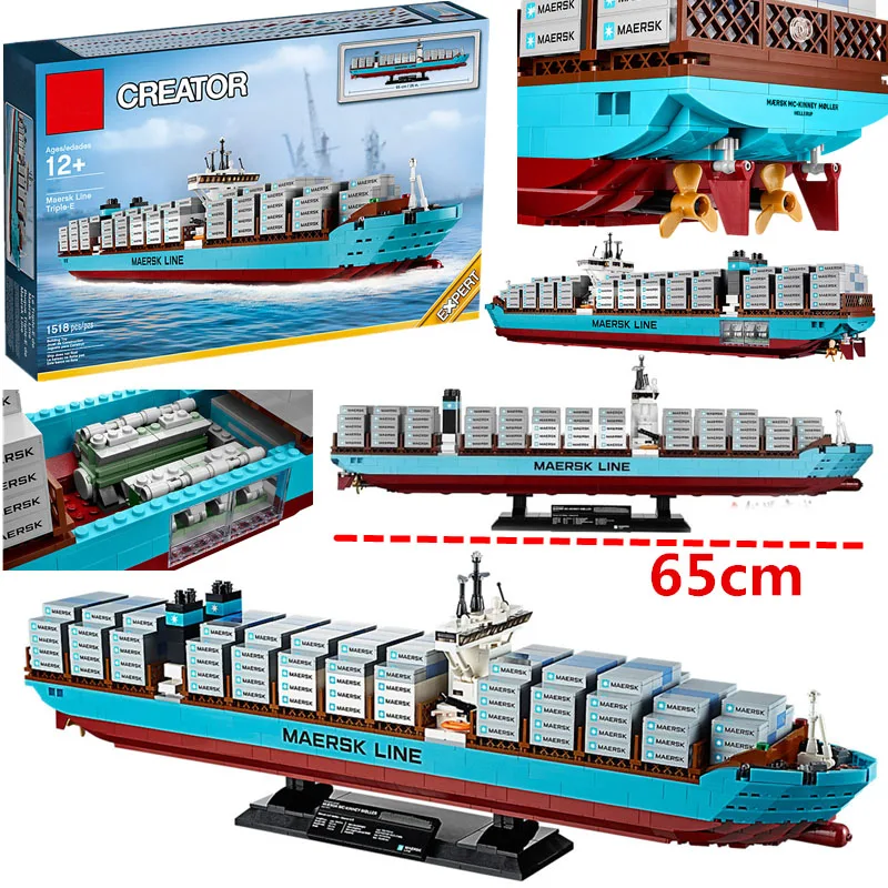 

22002 Creator Expert Maersk Line Triple-E Freighter Cargo Ship Model Building Blocks Gifts sets Compatible With 10241 1518pcs