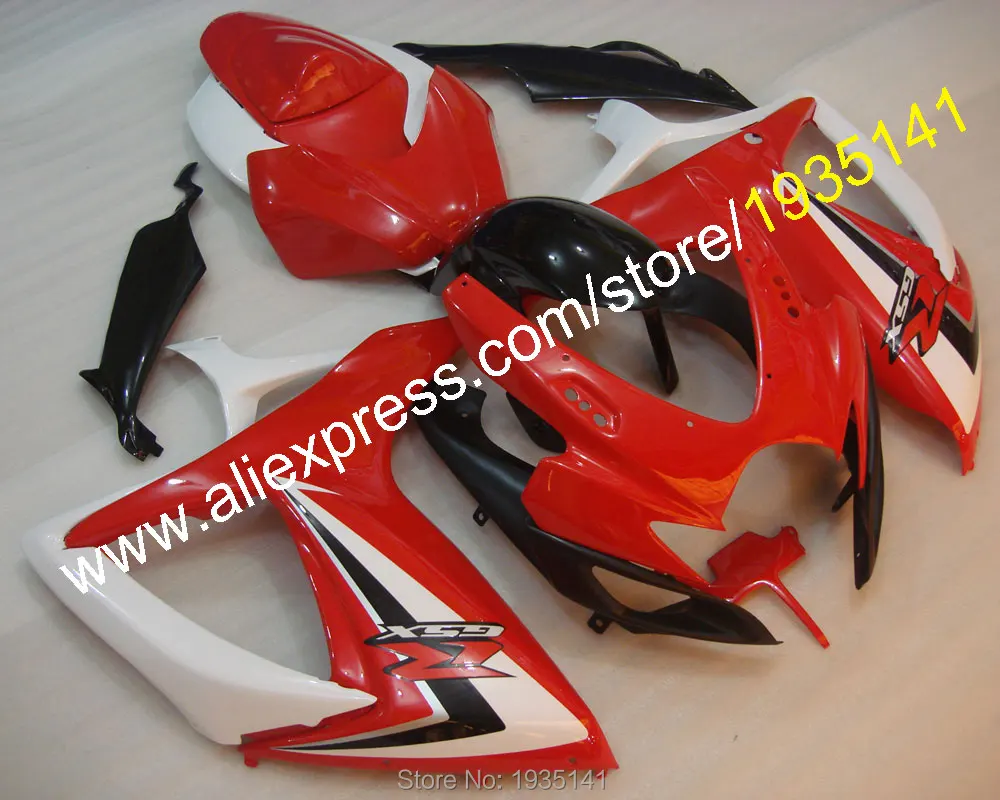 Cowling комплект для Suzuki GSX-R600 GSX-R750 K6 2006 2007 GSXR600 GSXR750 06 07 красный белый мотоцикл обтекатель(литье под давлением