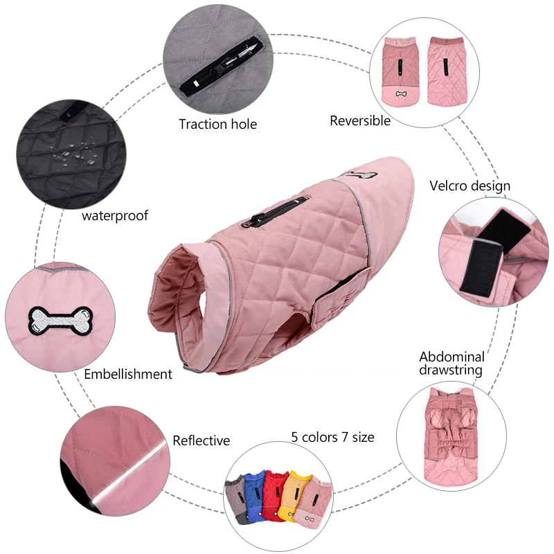 Double side Wear Pet Clothes for Dog Clothes Winter Reversible Clothes for Pets Dog Coat Jackets Waterproof for Pet Clothing