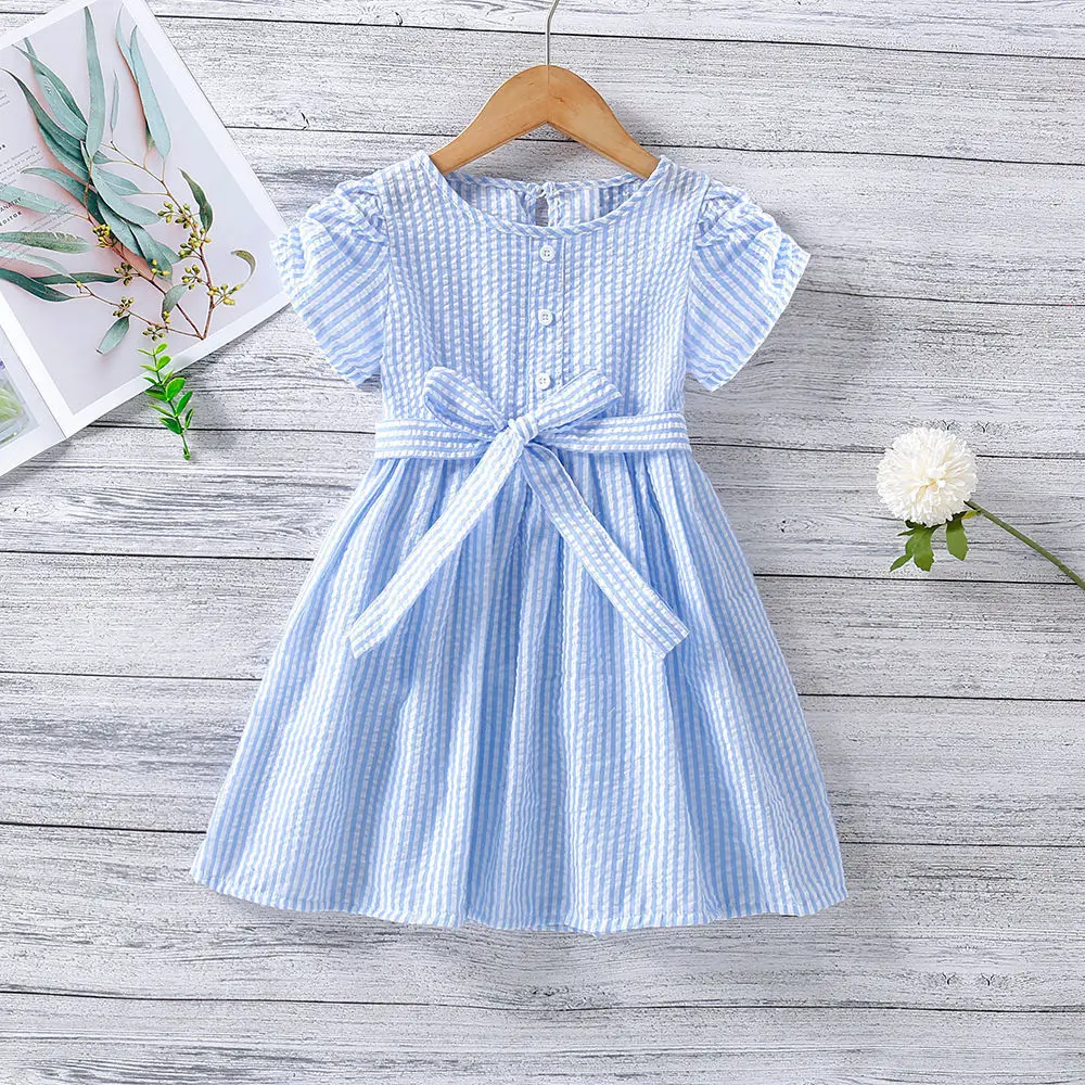 Children's summer dress 2022 summer cotton girls skirt new fashion trendy waist princess dress P6352 fancy baby dresses