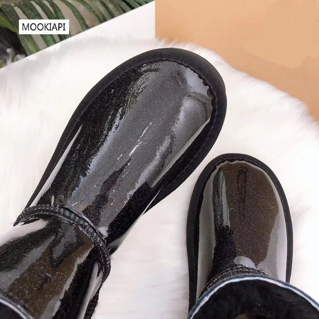 Австралии теплые фирменные ботинки, из натуральной овечьей кожи; Натуральная шерсть, высочайшее качество водонепроницаемая женская обувь