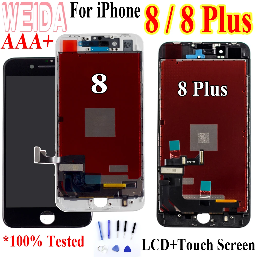 WEIDA 100% Test 8P lcd For Apple iPhone 8 / Plus LCD Display Screen Digitizer Assembly iphone Replacement with Tool | Мобильные