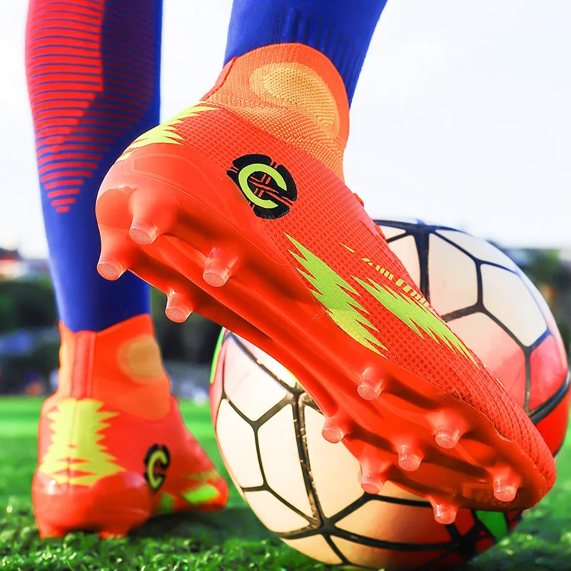 Мужские футбольные бутсы Бутсы длинные шипы TF шипы лодыжки высокие кроссовки FG Крытый газон футбол в футзале обувь для мужчин