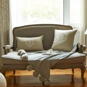 

45x45cm village cotton linen cushion cover light khaki printed pillow case sofa decorative pillowcase throw pillow cover