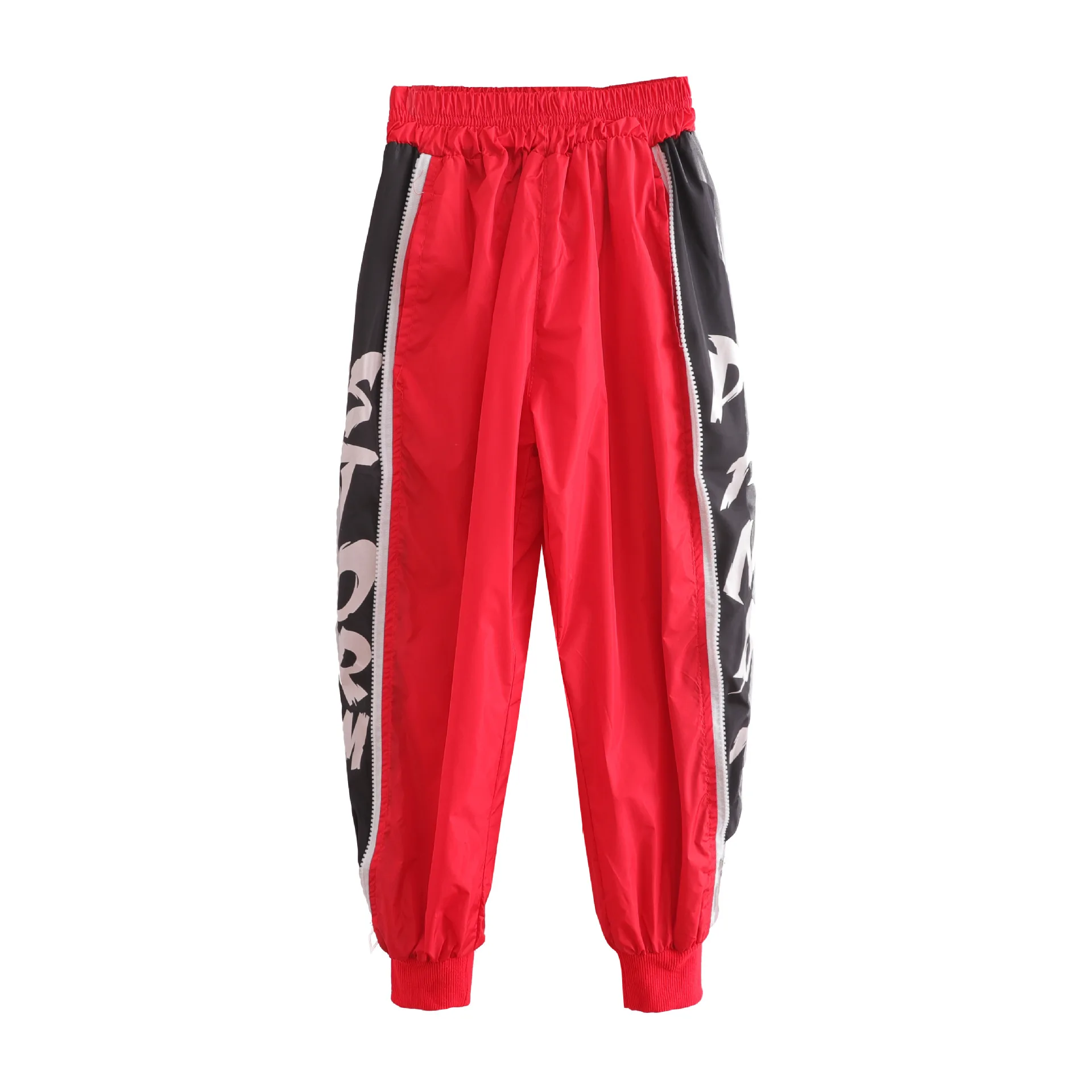 red pants Детская модная одежда в стиле хип-хоп топ с отворотом, пальто цветная куртка повседневные штаны для бега для девочек и мальчиков, костюм для джазовых танцев, одежда - Цвет: red pants