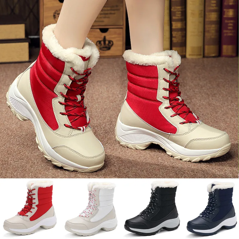 

Winter Boots for Women Warm Plush Waterproof Walking Shoes High-top Leisure Snow Boots