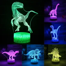 Современная настольная лампа динозавр Юрского периода подарки 3D креативное Внутреннее освещение настольная лампа милый ночник домашний декор сенсорное управление