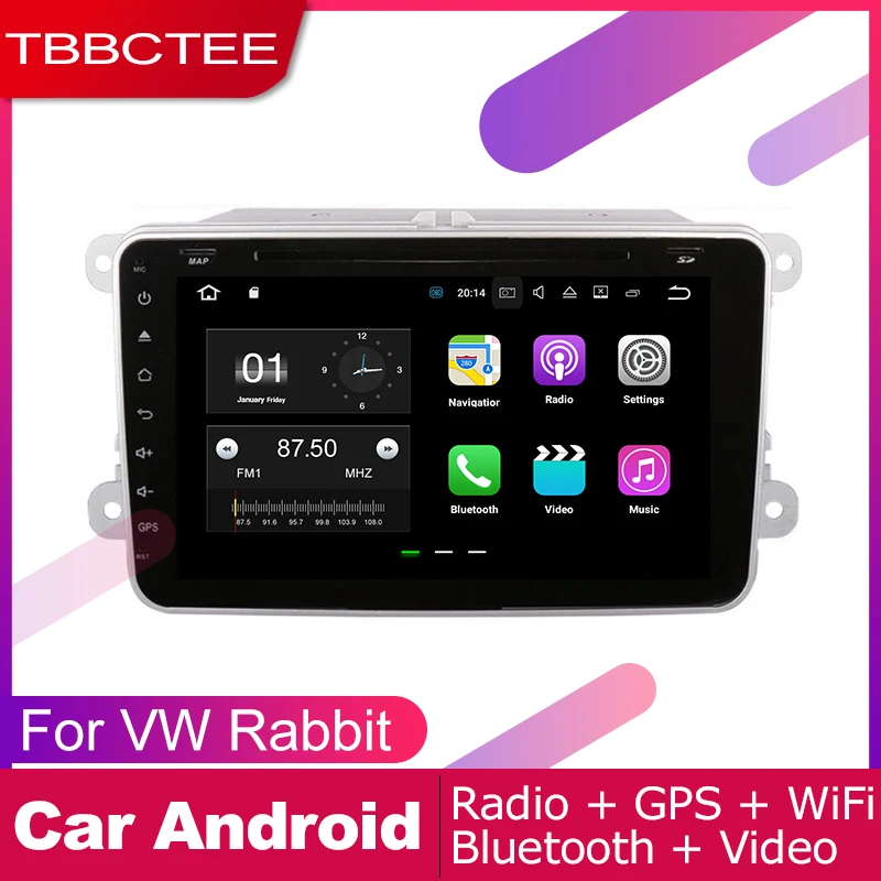 Sale TBBCTEE 2 DIN Auto DVD Player GPS Navi Navigation For Volkswagen VW Rabbit 2007~2009 Car Android Multimedia System Screen Radio 1