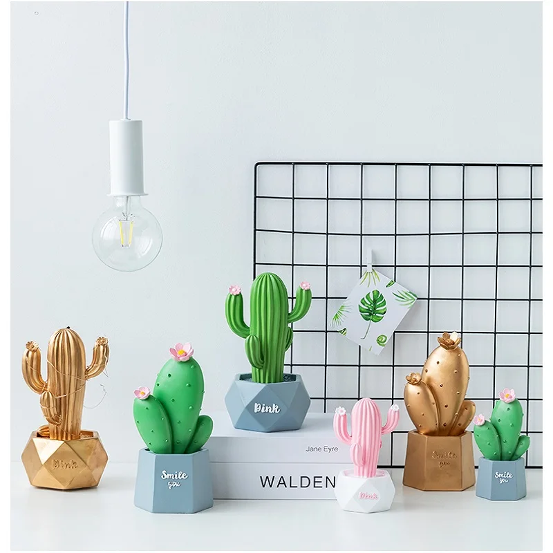 

INS Resin Cactus Ornaments Home Decor Kid's Room Desktop Decoration Creative Exquisite Valentine's Day Christmas Gift Handicraft