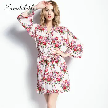 

Zaxachilable Cotton Floral Women Wedding Bridal Kimono Robe Flower Free Shipping Bridesmaid Robes Plus Size Bride Gift