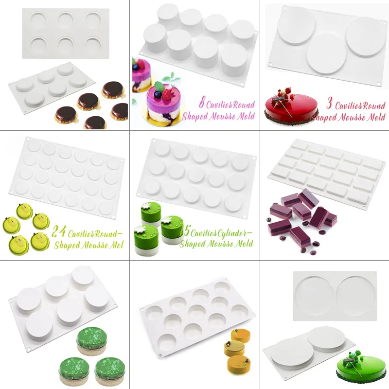 Various Types of Cylindrical Silica Gel Mold Rectangular Mousse Cake Baking Utensils Hand Soap Candle Filling | Дом и сад