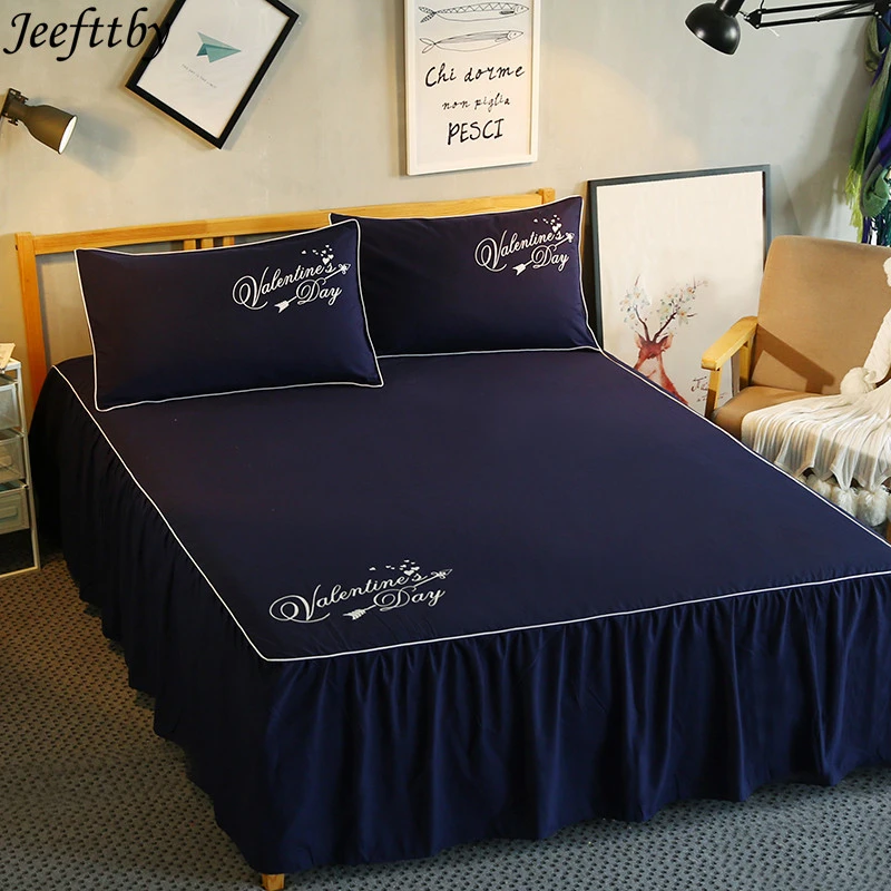 

Bed Skirt Bedcover Solid Color Fitted Sheet Cover Bedspread Bedroom Home Textile Skirt Cubrecama Single Full Queen Bedspread