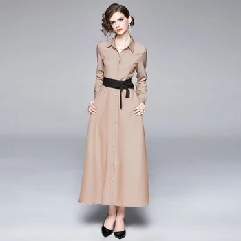 

Elegant Women Autumn Shirt Long Dress Zomerjurk Dames 2020 Women Maxi Party Dress Robe Longue Femme Sukienki Damskie K3950