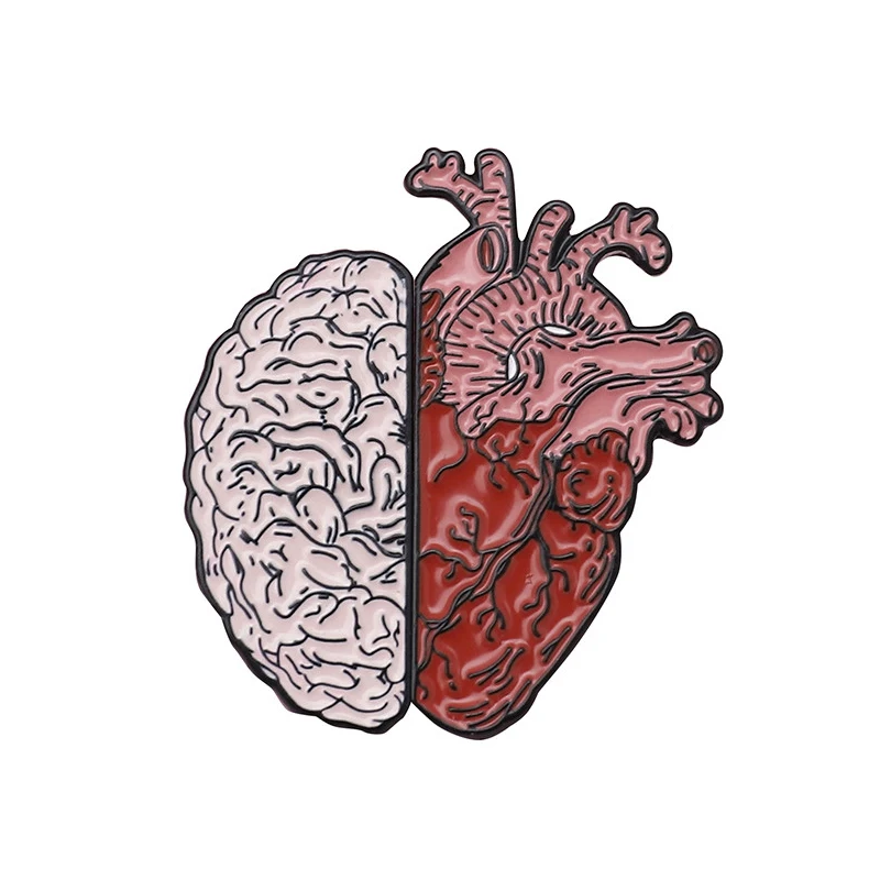Сердце и мозги анатомические нагрудные булавки половина мозга и сердца эмаль броши медицина человека брошь для подарок для врача значки ювелирные изделия - Окраска металла: Style 3